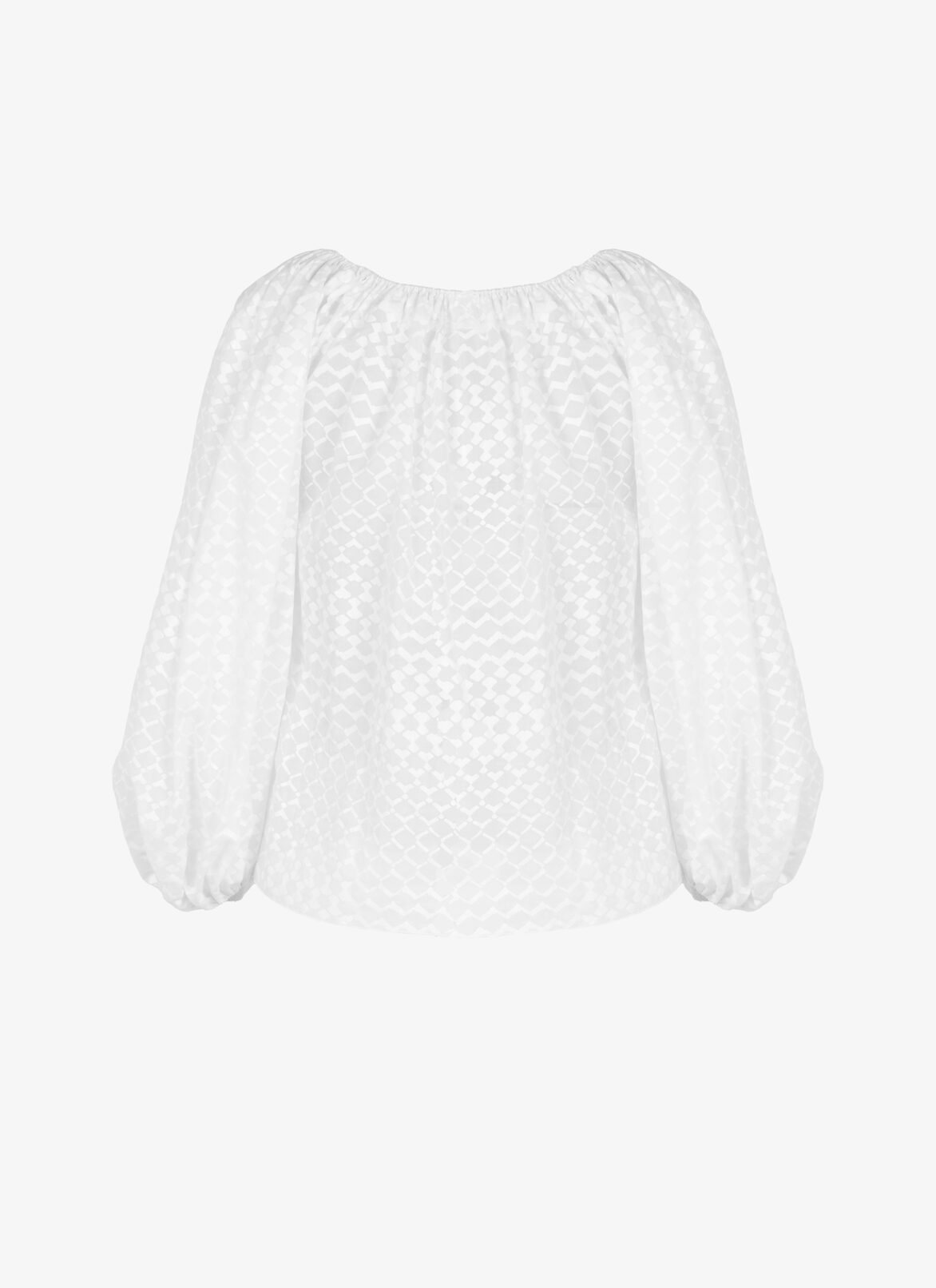 Gerafftes Peasant-Top Aus Baumwolle ALAÏA WEIß GERAFFTES PEASANT-TOP AUS BAUMWOLLE